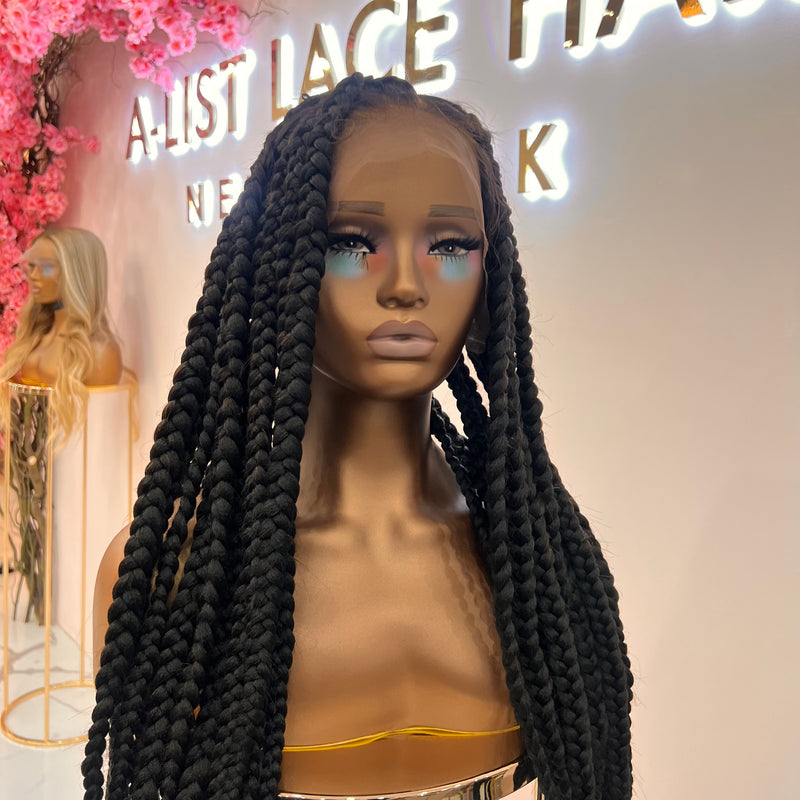 BOX BRAIDS Wig, Box Braided Wigs for Black Women, Braided Wig Human Hair,  Knotless Braided Wig, Glueless Braided Wig, Synthetic Braid Wig -   Canada