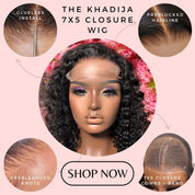 The KHADIJA - 7x5 Closure Wig Invisible HD Lace Deep Wave Glueless Wig Human Hair 150% Density