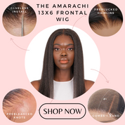 The AMARACHI - Natural Kinky Straight Glueless 13x6 HD Lace Frontal Wig 100% Human Hair