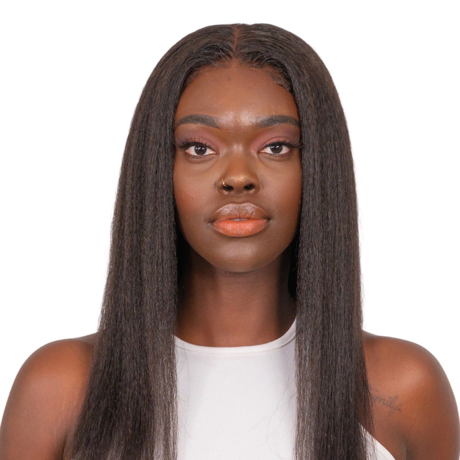 The AMARACHI - Natural Kinky Straight Glueless 13x6 HD Lace Frontal Wig 100% Human Hair.