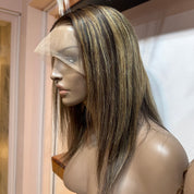 Custom Coloured Highlights - 12" inch Straight Full Lace Wig - Extra Large Cap - Transparent Lace (£140 off)