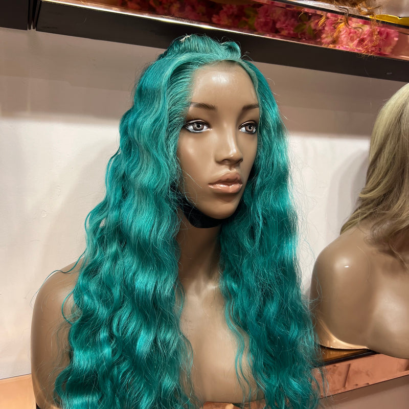 Teal - 22" inch Silky Straight (Styled Wavy) Frontal Lace Wig - Lace Cut EX-DISPLAY (£150 off)