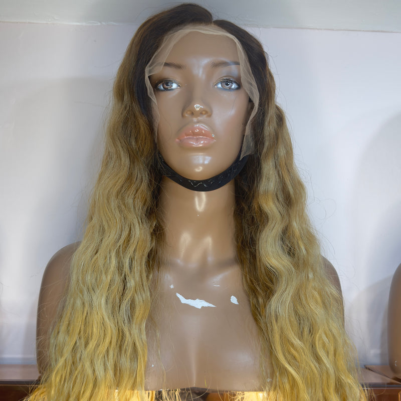 Luxury Blonde Custom Colour - Natural Curl Frontal Lace Wig - Transparent HD Lace N103