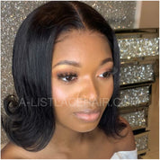 The BERNI - Short Bob Wig Human Hair Glueless HD Lace Front Pre-Plucked Natural Black 13x6.